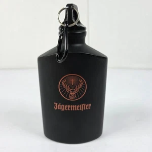 Jägermeister Jager Logo Flasche Flachmann schwarz Schraubverschluss Alu Karabiner Kantine - Bild 1 von 8