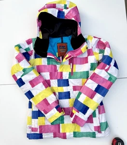 Burton Women’s Snowboard Jacket Small Multicolor Geometric Hooded DRYRIDE - Picture 1 of 10