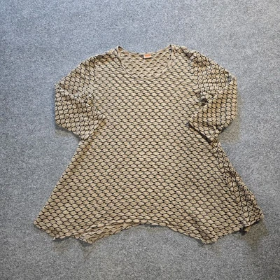 Túnica Tianello Top Feminina Tamanho Grande Bege Textura Enrugada Lagenlook Casual - Imagem 1 de 4