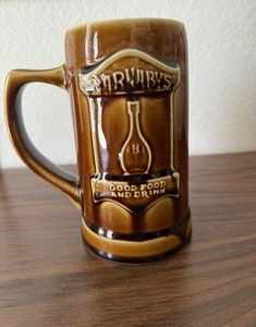 Vintage HALL POTTERY Barnaby's Good Food And Drink Mug Beer Stein EUC Brown - Picture 1 of 2