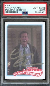 CHEVY CHASE PSA/DNA AUTO CHRISTMAS VACATION CLARK GRISWOLD 1989 TOPPS BASEBALL - Picture 1 of 2