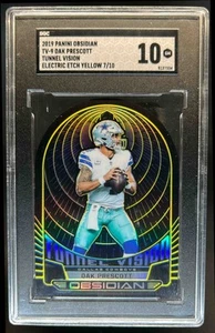 2019 Panini Obsidian Dak Prescott Tunnel Vision Electric Etch Yellow #/10 SGC 10 - Picture 1 of 2