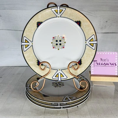 Studio Nova MOON DANCE YA058 ацтекский геометрический дизайн желтовато-коричневые синие обеденные тарелки набор 4 - Изображение 1 из 4