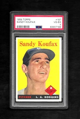 1958 Topps #187 Sandy Koufax - PSA 4 - cuatro esquinas afiladas muy bien centrado Foto 1 de 2