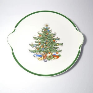 Plato para servir pasteles con mango de árbol de Navidad Bertson House Ltd. Nueva York - Imagen 1 de 11