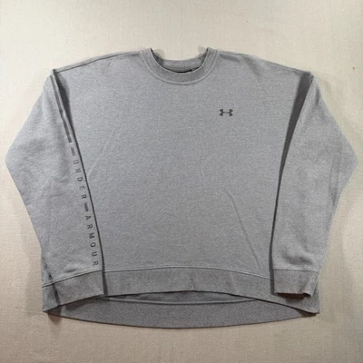Under Armour Armour Fleece Sweatshirt Womens Large Gray OVERSIZED Crewneck - Image 1 of 4