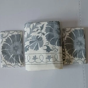 Pottery Barn Tula Printed Suzani Cotton F/Q Duvet Cover & 2 Euro Shams Gray NWOT - Picture 1 of 7