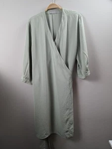 EVERLANE The Japanese GoWeave Long-Sleeve Mini Wrap Dress Size 12 Mint Green - Picture 1 of 13