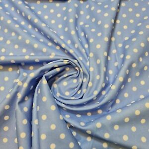 Soft Texture Mole Skin Velvet Blue Polka Pea Spot Fabric Dress Fabric 58"