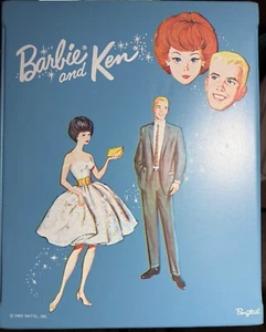Original Tragetasche 1963 selten blau Barbie und Ken Konvolut super gepflegt mit Kleidung - Bild 1 von 15
