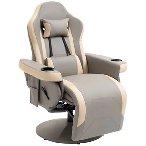 Recliner Armchair PU Sofa Chair Adjustable Leg Rest Cup Holder 135° Reclining - Picture 1 of 12