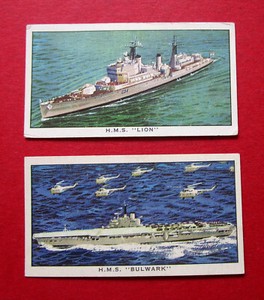 KELLOGGS  PAIR VINTAGE 1962 TRADE CARDS  SHIPS OF THE BRITISH NAVY  No's  2 & 8 