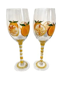 Greenbrier International Wine Glasses  Premium Quality 10 oz Oranges 9” Tall - Picture 1 of 8