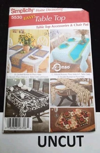 SIMPLICITY Easy Home Decor Pattern 5530 Table Top Accessories Chair Pad Napkins - Picture 1 of 8