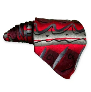 Corbata de colección colección J Garcia 27 roja gris abstracta seda para hombre - Imagen 1 de 5