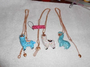 Set of 3 Betsey Johnson Llama Pendant Chain Necklace - Picture 1 of 2