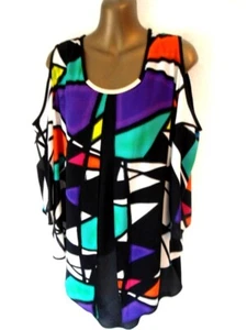 Joseph Ribkoff Multicolour cold shoulder tunic 14 overlayed lagenlook (8675 - Picture 1 of 7