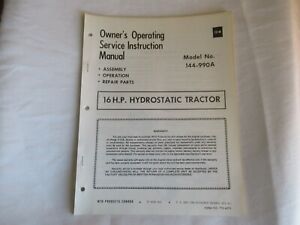 MTD Yard-Man 144-990A 16 hp lawn tractor owners service instruction manual