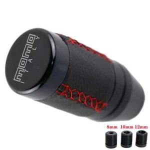 Momo Black Aluminum leather Manual Gear Shift Knob Racing Shifter Lever Head - Picture 1 of 7