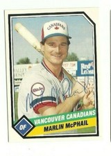 Marlin McPhail 1989 CMC Vancouver Canadians autographed auto signed card