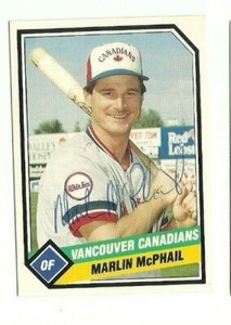 Marlin McPhail 1989 CMC Vancouver Canadians autographed auto signed card