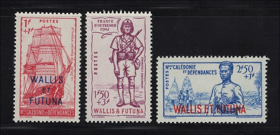 Wallis & Futuna Scott # B6-B8 MH Defense of the Empire Semi-Postal 1941 - Image 1 of 1