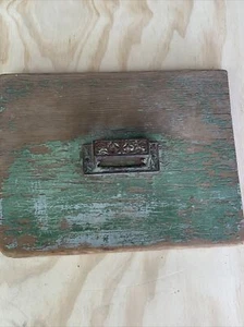 Antique Cast Iron Drawer Pull Handle With Drawer Face - Picture 1 of 12