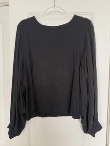 Vince Camuto Black Knit Blouse With Sheer Pleated Sleeves Size XL New With Tags - Picture 1 of 7