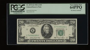 DBR 1981-A $20 FRN Dallas Fr. 2074-K PCGS 64 PPQ Serial K74390126A - Picture 1 of 2
