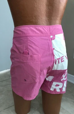 Diesel - Bañador - RARO - Pingüino Surf De Colección - Rosa y Blanco - Nuevo sin Etiquetas - Talla Med Foto 1 de 4
