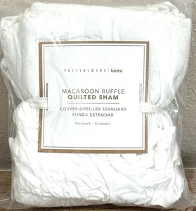 NEW Pottery Barn Teen Macaron Ruffle Quilted White Standard Pillow Sham NWT - Picture 1 of 2