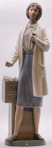Lladro NAO Female Doctor 1982 Glazed Porcelain White Coat and stethoscope A26N - Picture 1 of 6