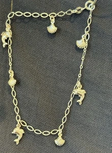 Tobillera de plata esterlina con campana de delfín y caparazón Italia nueva - Imagen 1 de 6
