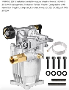 YAMATIC 3/4" Shaft Horizontal Pressure Washer Pump 3400 PSI 2.5 GPM Replacement - Picture 1 of 10