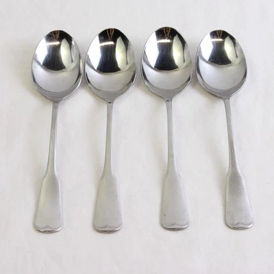 Set of 4 Oneida Plymouth Rock Oval Soup Spoons Stainless Flatware Replacements - Image 1 of 4