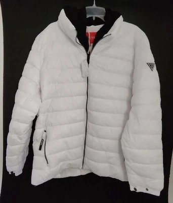 Women's XXL 2XL Guess Solid White Ski Jacket Coat NEW Hooded Double Zip - Image 1 of 4