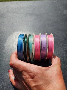 Lot of Vintage Spool O' Ribbon 1/4" color mix - Picture 1 of 2