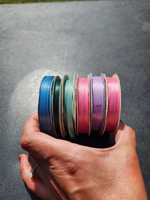 Lot of Vintage Spool O' Ribbon 1/4" color mix - Image 1 of 2