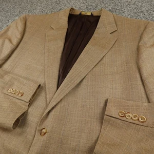 Brooks Brothers Blazer Mens 50 Brown Herringbone Silk Wool Linen 346 Jacket Coat - Picture 1 of 14