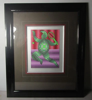 The Tennis Player, Serigrafia Vintage Assinada a Lápis Victor Vasarely, #164/200 - Imagem 1 de 4