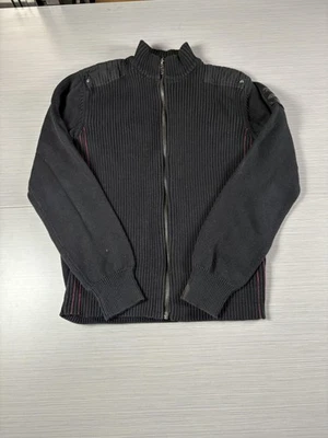 Suéter Buffalo David Bitton Para Hombres Grande Negro Cremallera Completa Acanalado Tejido Algodón Chaqueta Foto 1 de 4