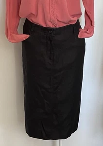 Paul Costelloe Skirt UK10 Black Knee-length smart casual Irish Linen Designer - Picture 1 of 24