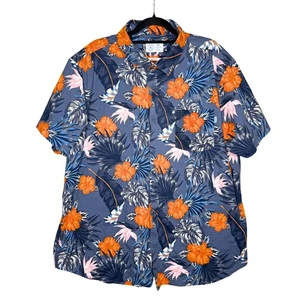 Hurley Floral Stretch Fit Kurzarm Hemd mit Knopfleiste Gr. XXL Blau Hawaii - Bild 1 von 8