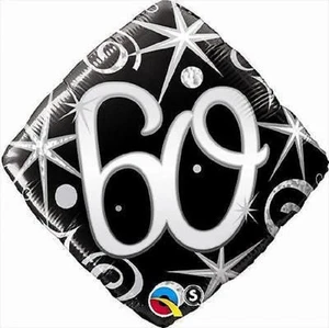 Globo de Lámina Mylar 18" Elegante Brillos 60 Cumpleaños Decoración Fiesta - Imagen 1 de 1