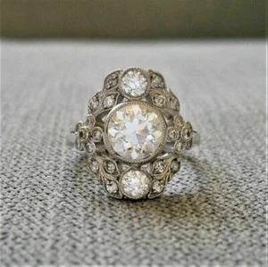 Anello di fidanzamento edoardiano antico art deco vintage diamante creato in laboratorio 4,00 ct - Foto 1 di 6