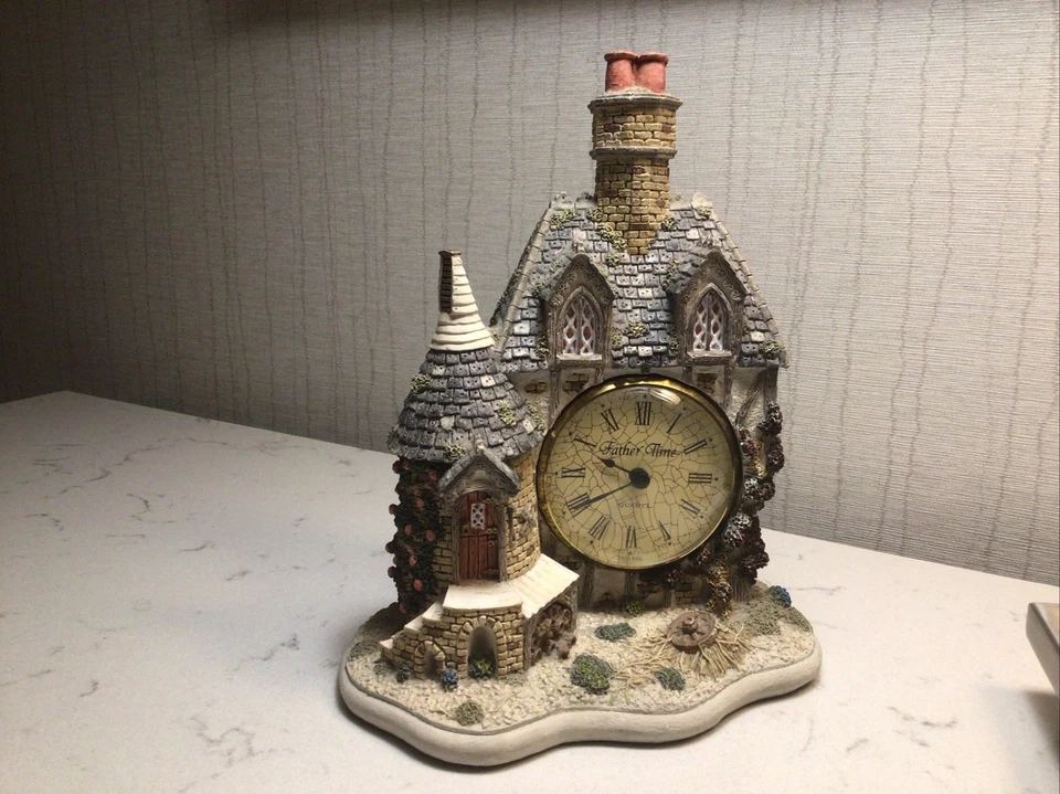 Father Time,The Farmhouse,Quartz Clock,signed Lon Herbert, 1991, 8”x6”x4”, 3lbs. - Image 1 of 4