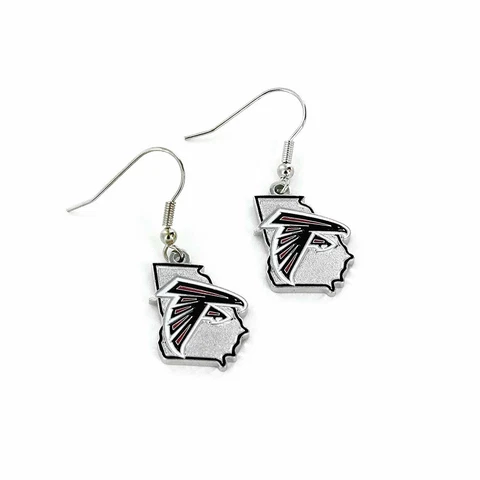 Atlanta Falcons State Design NFL Silver Dangle Earrings Hypo-Allergenic Cover