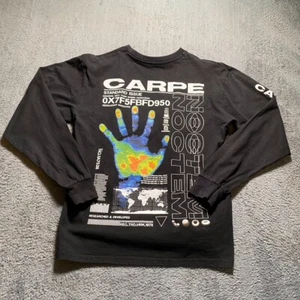 Primark T-Shirt Mens XS Black Long Sleeve Carpe Noctem - Picture 1 of 9