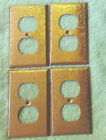 Set of 4 Copper Colored Metal Electrical Outlet Plug In Covers Used VG