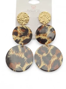 Pendientes de acero inoxidable real pendientes pendientes pendientes Leo leopardo oro - Imagen 1 de 3